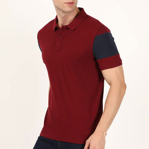 Polo de Manga Corta para Hombre, Color Rojo, Diseño con Bloques de Color, Tejido de Piqué de Algodón, Casual, Transpirable, Diseño Sólido, Cierre de Botones - Product Image 4