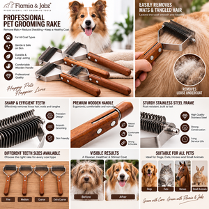 Rastrillo Desenredante de Acero Inoxidable con Mango de Madera para Perros y Gatos de Pelaje Grueso, Herramienta de Peluquería Canina para Dueños de Mascotas - Product Image 4