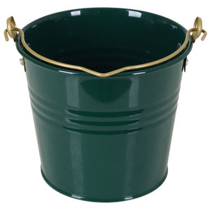 Dark Green Powder Coated Mini Metal Bucket With Brass Handle <b>Small</b> Decorative Tin Pail For Party Garden <b>Planter</b> Serving Chips - Product Image 1