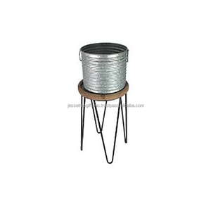 Galvanized Sheet <b>Plant</b> <b>Pot</b> With Galvanized Finishing <b>Long</b> Round Shape Embossed Floral Design High Quality For Garden Decoration - Product Image 4