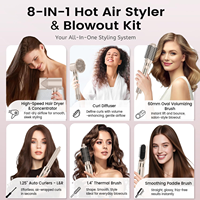 Sèche-cheveux 8-en-1 à séchage rapide 110000 tr/min avec diffuseur, soin ionique anti-frisottis, volume professionnel, usage hôtelier et extérieur