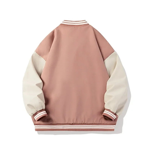Chaqueta Varsity de Forro Polar Negra Personalizada al por Mayor con Mangas Blancas, Botones a Presión, Estilo Casual, Prenda Exterior Lisa, Ropa Urbana Cómoda con Logotipo Frontal - Product Image 5