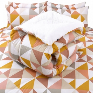 Modern Geometric Quilted Comforter Set 100% Cotton Percale T-150 All-Season Breathable Home Use - Product Image 4