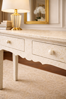 Table console décorative en bois massif avec incrustations en os, table de rangement avec tiroirs pour entrée, couloir, salon