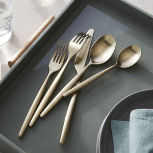 Sidney Stainless Steel Flatware set of 5 pieces with <b>gift</b> <b>box</b> Matte Gold Flatware Set of 5 Pieces Minimalist Design - Product Image 2