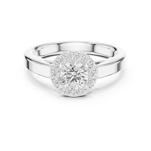 แหวนเพชรทรงกลมทองคำขาว 14K เพชรเพาะเลี้ยงในห้องปฏิบัติการสำหรับผู้หญิง |   เพชรที่เพิ่งเพาะเลี้ยง - Product Image 1