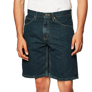 Shorts en jean mi-longs pour hommes 100 % coton délavé style décontracté taille élastique couleur unie – Short en jean décontracté pour homme style été - Product Image 1
