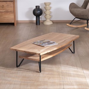 Mesa de centro Vandana Golden Order Black de dos niveles en forma de bote, en madera maciza de acacia - Product Image 3