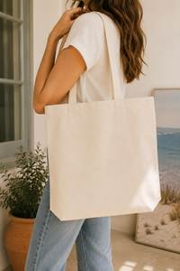 <b>Canvas</b> <b>Tote</b> <b>Bag</b> Solid Color Minimalist Style Open Top All Seasons Shopping Reusable <b>Bag</b> - Product Image 6