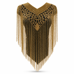 Cape à franges noire et argentée pour femme, idéale pour les fêtes, la scène, les soirées et les occasions élégantes - Product Image 3