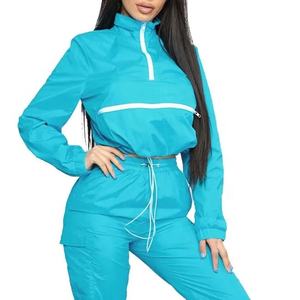 Ensemble de gymnastique pour femmes Fitness Elastic Drawstring Windbreaker Sports Outdoor Street Wear Casual Loose Workout Windproof Tracksuit - Product Image 3
