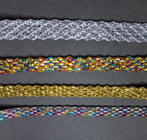 Cinta de encaje metálica con hilo dorado y plateado, ribete de ganchillo para decoración de prendas, zapatos y costura, ecológica y duradera - Product Image 3