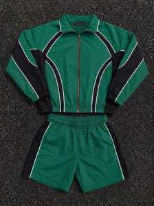 Green Solid Tracksuit Set Zip-Up Hooded Windbreaker <b>Jacket</b> Shorts Sportswear Two-Piece Activewear <b>Summer</b> Adult Lightweight Front - Product Image 5