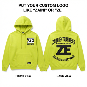 Sweat à capuche pour femme, premium, 320 GSM, coton, polyester, molleton, jaune fluo, broderie personnalisée, impression en relief, impression à l'écran, logo OEM ODM - Product Image 1