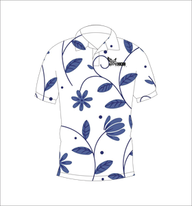 Polo Botánico Azul Personalizado, Transpirable y Ligero, Ropa Deportiva para Golf, Manga Corta, Sublimación Floral, Prenda de Alto Rendimiento - Product Image 1