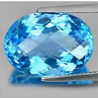 PDM Gems Topaze bleue, pierre précieuse facettée taille damier, forme ovale, pierre de naissance précieuse en vrac pour la fabrication de bijoux, vente en gros
