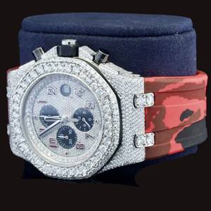 Montre de luxe pour homme entièrement sertie de diamants, avec bracelet blanc, montre à quartz de marque de créateur, montre tendance en moissanite, logo personnalisé - Product Image 3