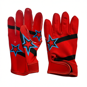 Custom Team Players Outdoor American Football Receiver Gloves <b>Hook</b> Loop Closure Polyester/Cotton/Metallic Unisex <b>Sticky</b> Grip - Product Image 2