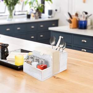 Porta Servilletas de Madera con Soporte para Condimentos y Cubiertos, Organizador de Mesa para Comedor, Cocina y Restaurantes - Product Image 3