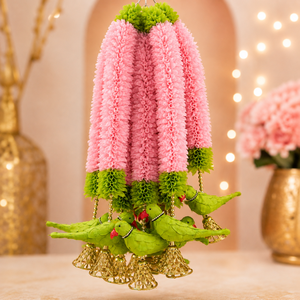 Guirlande artificielle suspendue en tissu Gajra avec clochettes, motif perroquet, faite à la main, pour décoration de mariage indien, anniversaire ou maison, 2 pieds - Product Image 5