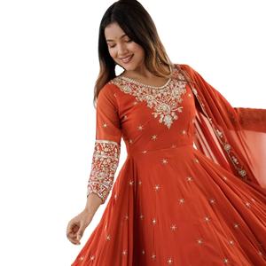 Traje Kurti Casual de Georgette Amarillo de Alta Calidad, Listo para Enviar, con Bordado, Talla Personalizada, para Fiestas, Ropa de Invierno - Product Image 1