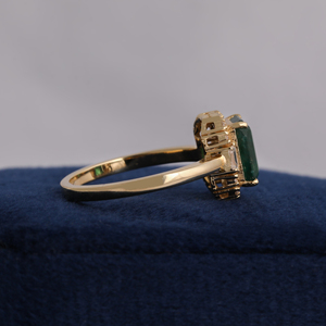 2 Carat Green Emerald Halo Engagement <b>Ring</b> 14K Gold Emerald Cut Gemstone Diamond <b>Ring</b> for Women - Product Image 2