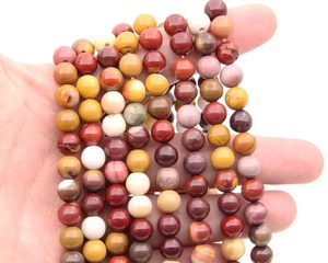 Perles rondes en jaspe mookaite naturel de 8 mm, perles de pierres précieuses polies pour la fabrication de bijoux et de bracelets, vente en gros - Product Image 1