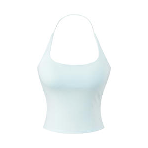 Camiseta sin mangas casual para mujer con cuello halter, tejido ecológico de modal/algodón, transpirable, elástica, corta, tipo chaleco, extraíble - Product Image 6