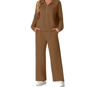 Conjunto Deportivo de Forro Polar Ligero de Poliéster para Mujer, Estilo Casual de Otoño, con Logotipo Personalizado en la Parte Delantera, Diseño 2 en 1, Cierre de Cremallera Lateral - Product Image 1