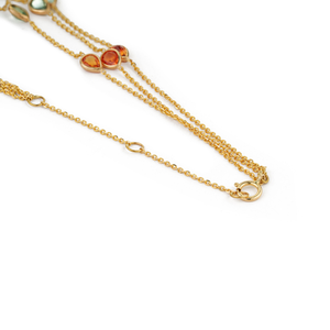 Collier chaîne triple couche tendance en or jaune 18 carats avec pierres précieuses saphir multicolores arc-en-ciel, vente en gros au meilleur prix - Product Image 6