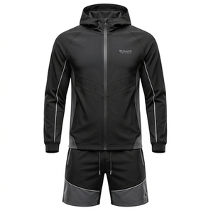 Conjunto Deportivo Transpirable de Verano para Hombre, de Secado Rápido, para Gimnasio, 2 Piezas, Camiseta Deportiva de Manga Corta y Pantalones Cortos para Correr, Talla Grande - Product Image 1