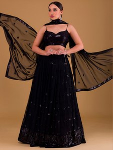 Robe de soirée noire à sequins, ensemble deux pièces Leheriya, sans manches, pour banquet, mariage, festival - Product Image 1