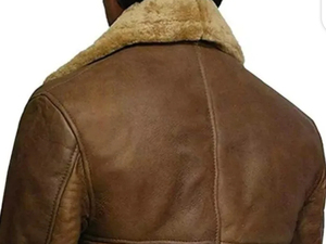 Wholesale Men's Genuine Leather Biker Jacket Brown Fur Lined Zipper Closure Winter Moto Style Regular Fit - Product Image 2