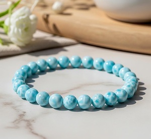 Natural Larimar Bead <b>Bracelet</b> 8mm Blue Gemstone Stretch <b>Bracelet</b> December Birthstone Jewelry Gift for Men Women Wholesale - Product Image 1