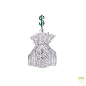 Colgante de Bolsa de Dinero con Diamante Moissanite VVS en Plata de Ley 925, Joyería Hip Hop - Product Image 2