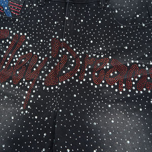 Nouveaux shorts en jean personnalisés à la mode, shorts en jean entièrement ornés de strass, unisexes, logo avant, coupe ample, streetwear, jean de luxe - Product Image 3