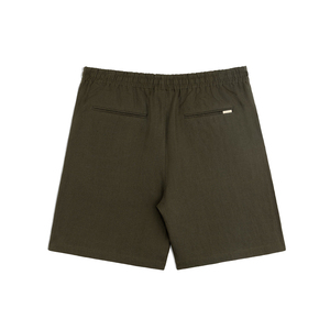 Shorts de loisirs unisexe en lin italien de qualité supérieure, taille mi-haute, braguette boutonnée, pour la gym et la course, style resort de luxe, personnalisable OEM, léger et respirant - Product Image 2