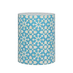 Wooden Bone Inlay <b>Side</b> <b>Table</b> With Drawer And Decorative Floral Pattern For Luxury Interior Decoration - Product Image 1