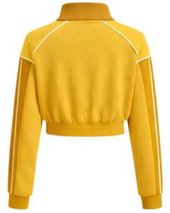 Chaqueta deportiva corta azul marino y azul cielo para mujer, con cremallera, para gimnasio, fitness, ropa deportiva, con franjas en contraste, para entrenamiento. - Product Image 2