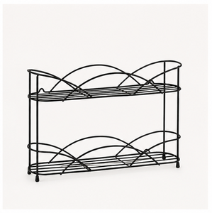 Space Saving Countertop Iron Storage <b>Shelf</b> with Elegant Scroll Pattern Two Tier Organizer for Pantry Kitchen Bathroom and Home - Product Image 2