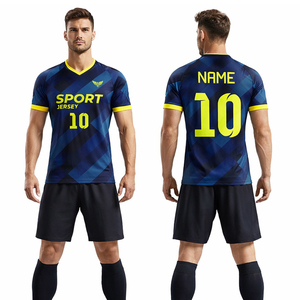 Custom Dark Blue Neon Soccer Jersey Set with <b>Socks</b> Men Football Kit Personalized Name Number <b>Training</b> Uniform Breathable - Product Image 1