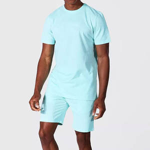 Ensemble T-shirt et short d'été pour hommes, coupe ample, couleur unie, design simple, en coton doux, grande taille – Vente en gros - Product Image 5