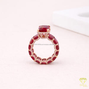 <b>Emerald</b> Cut Ruby Red Lab Grown Diamond Eternity <b>Ring</b> in 925 Sterling <b>Silver</b> Rose Gold Plated Fine Jewelry Gift - Product Image 3