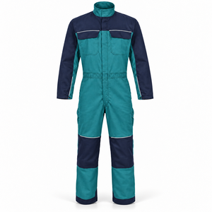 Overol de Trabajo Reflectante Personalizado para Hombre, Uniforme Industrial con Ribete Plateado, Mangas en Contraste, Paneles en las Rodillas, Bolsillos Tipo Cargo, para Taller - Product Image 1