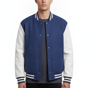 Giacca Varsity Blu da Uomo Jack & Jones con Patch Ricamate e Colletto Rovesciato, Stile Preppy per l'Autunno - Product Image 2