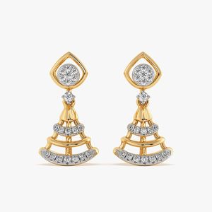 Boucles d'oreilles clous rondes à motif floral et diamants - Product Image 2