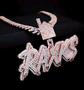 Collar con Colgante de Nombre en Capas Unisex de Plata Auténtica con Diamantes de Moissanita, Letra de Nombre Personalizada, Corte Brillante, Engaste de Bisel, Estilo Hiphop - Product Image 4