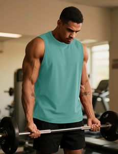 Débardeurs d'été sans manches pour hommes – Débardeur décontracté en coton respirant pour la gym, l'entraînement et la course – T-shirts de sport à bords coupés - Product Image 2