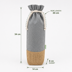 Custom Recycled Cotton Jute Wine <b>Bottle</b> <b>Bag</b> with Rope Handle Eco Friendly Gift Packaging Custom Logo Wholesale Exporter Reusable - Product Image 4