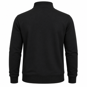 Men's Black <b>Quarter</b> <b>Zip</b> Knit <b>Sweater</b> Regular Fit Stand Collar Long Sleeve Solid Color Winter Wear Front Logo Breathable - Product Image 3